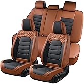 FLORICH Seat Cover for Cars, Front&Rear Seat Covers, Waterproof Automotive Car Seat Covers, Brown Car Seat Cushion Accessories for Most Car Interior Covers Sedan Truck SUV(Brown&Black, Full Set)