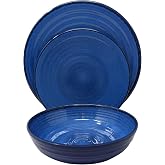 Gianna's Home 12 Piece Modern Melamine Heavyweight Plastic Dinnerware Set (Blue)