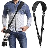 Waka Rapid Camera Neck Strap with Quick Release and Safety Tether, Adjustable Shoulder Sling Strap for Nikon Canon Sony Olympus DSLR - Black