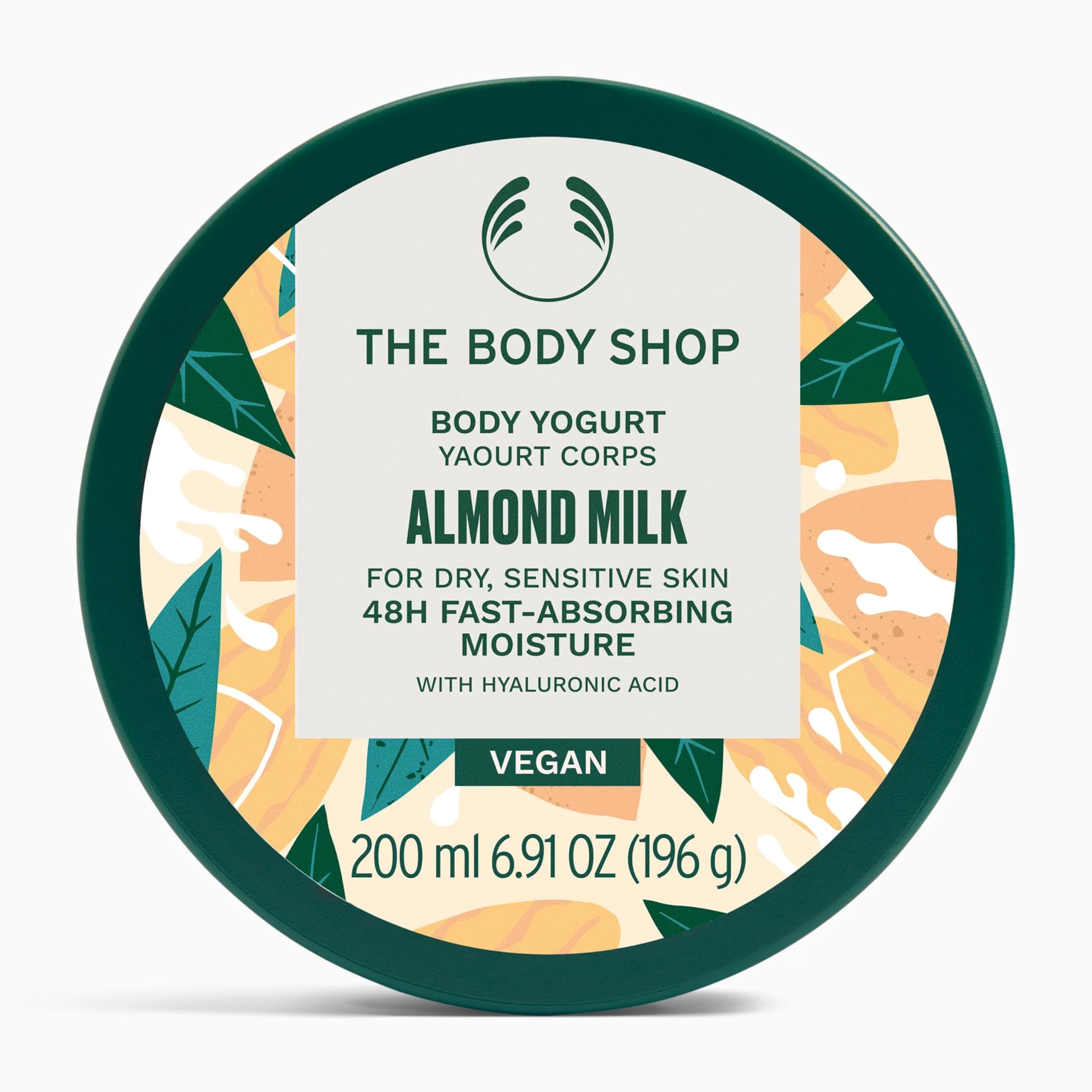 The Body Shop Almond Milk Body Yogurt (1x 200ml), Fast-Absorbing Body Moisturiser, Lightweight Gel-Cream for Dry Sensitive Skin, 48H Hydration Body Care, Vegan Formula