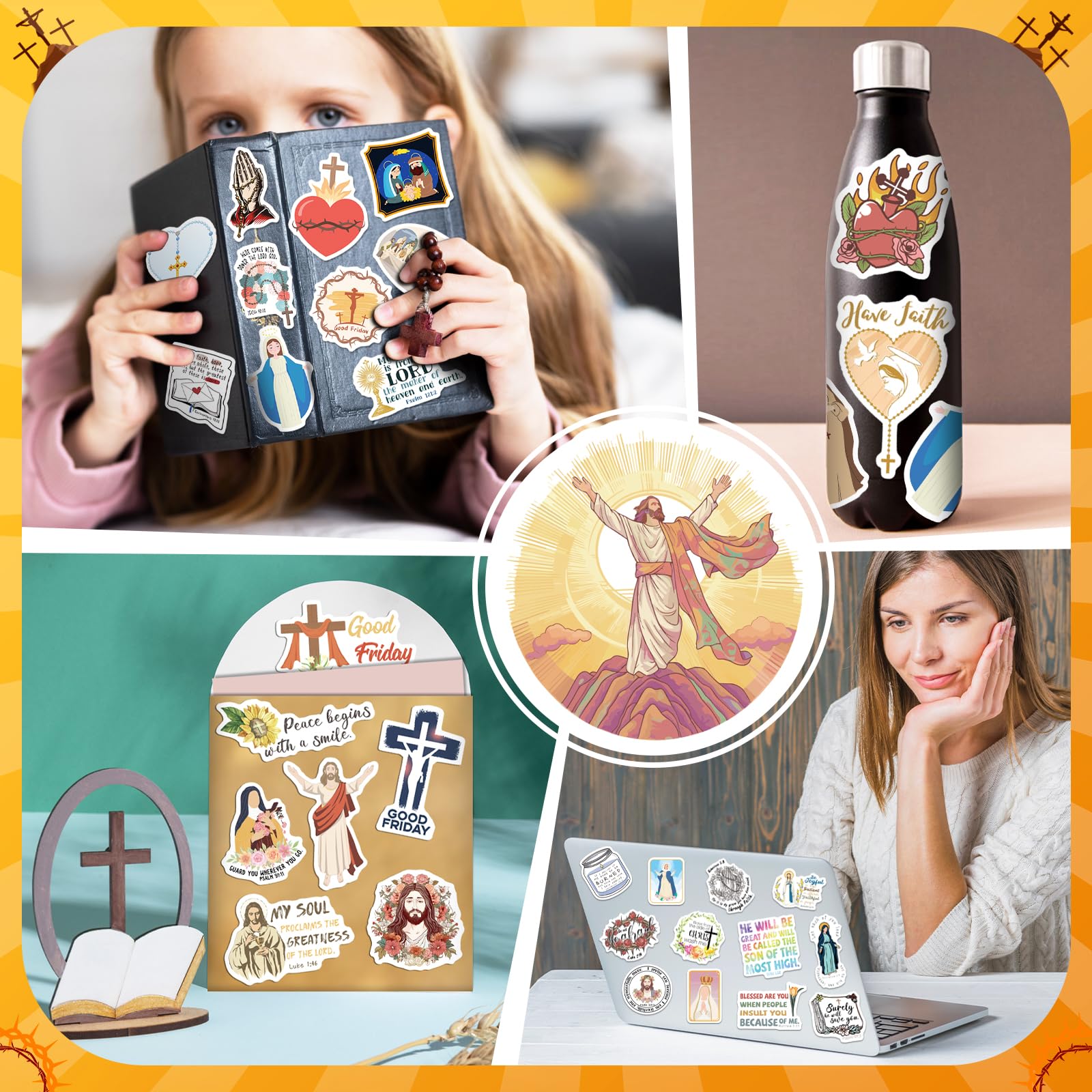 Catholic Stickers 400PCS Religious Stickers for Kids, Bible Verse Stickers for Journaling Women Catholic Jesus Stickers for Water Bottles Laptop Catholic Gifts