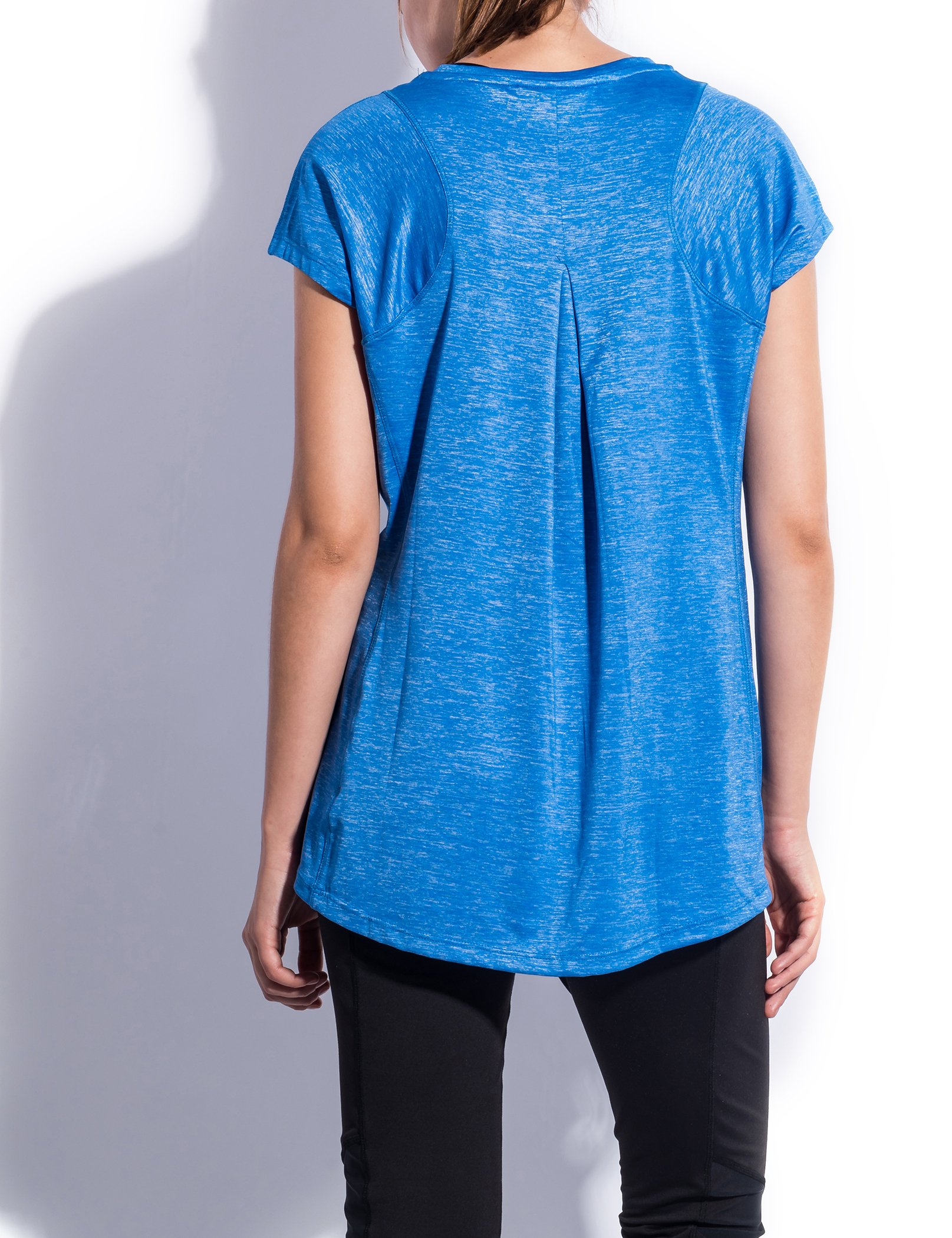 SPECIALMAGIC Women\'s Short Sleeve Crew Neck Activewear Stretchy Workout T Shirt Royal Blue L