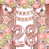 28th birthday decorations for her happy 28th birthday decorations for women 28 birthday decorations for women 28 year old girl birthday decorations Rose Gold twenty eight birthday Party Decor