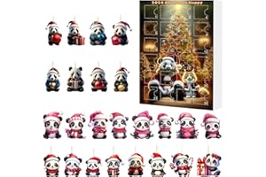 2024 New Christmas Holiday Advent Calendar, Cute Animals 2D Ornament Set, Panda Dinosaur Flying Dragon Cow Cat Dog Home Hangi