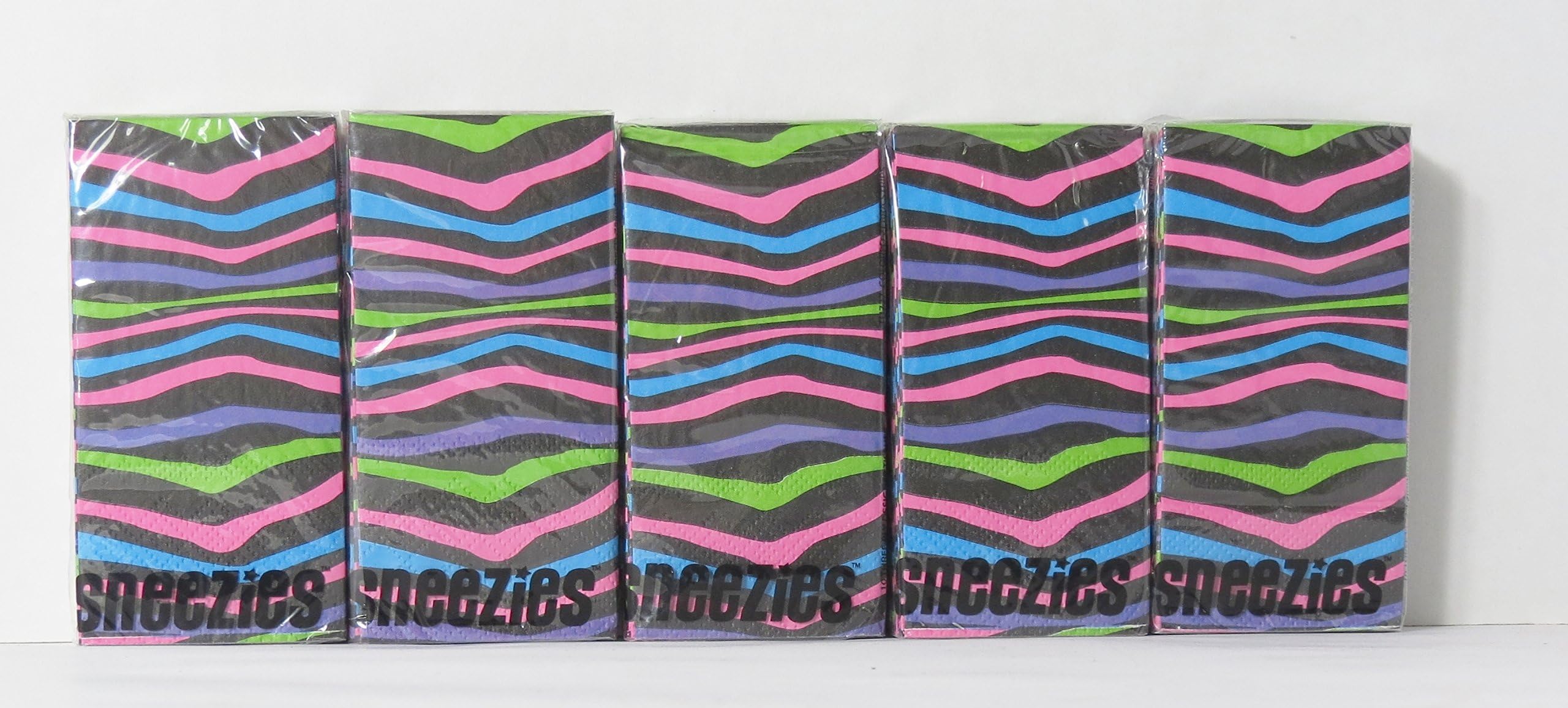 Sneezies- 3-ply Pocket Packs Facial Tissues (4 Packs of 10 Tissues) (Neon Colors)