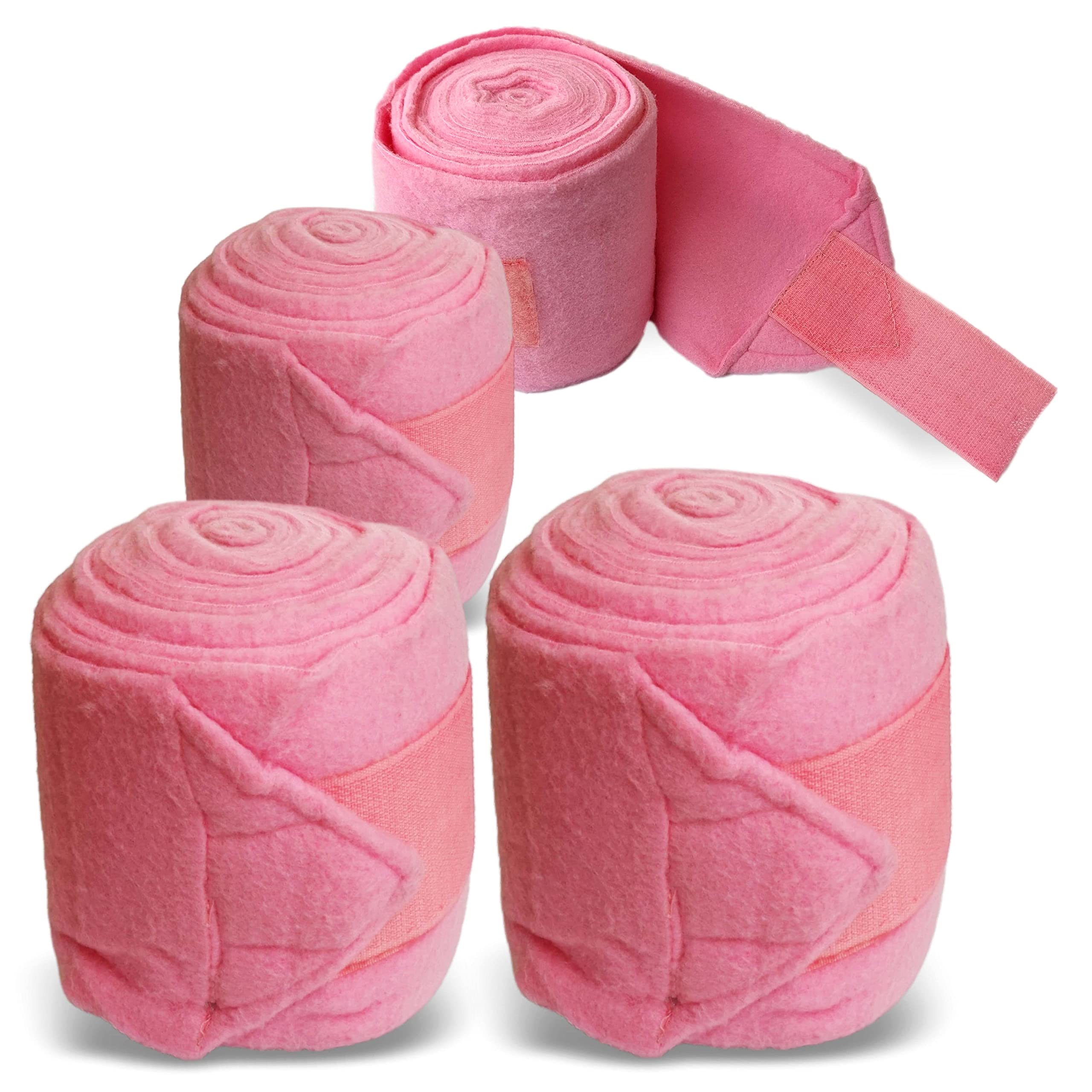 Pferdelinis Fleece Bandages for Horse with- Horse Fleece Bandages in Set of 4 with Practical Storage Bag (Pony, Pink)