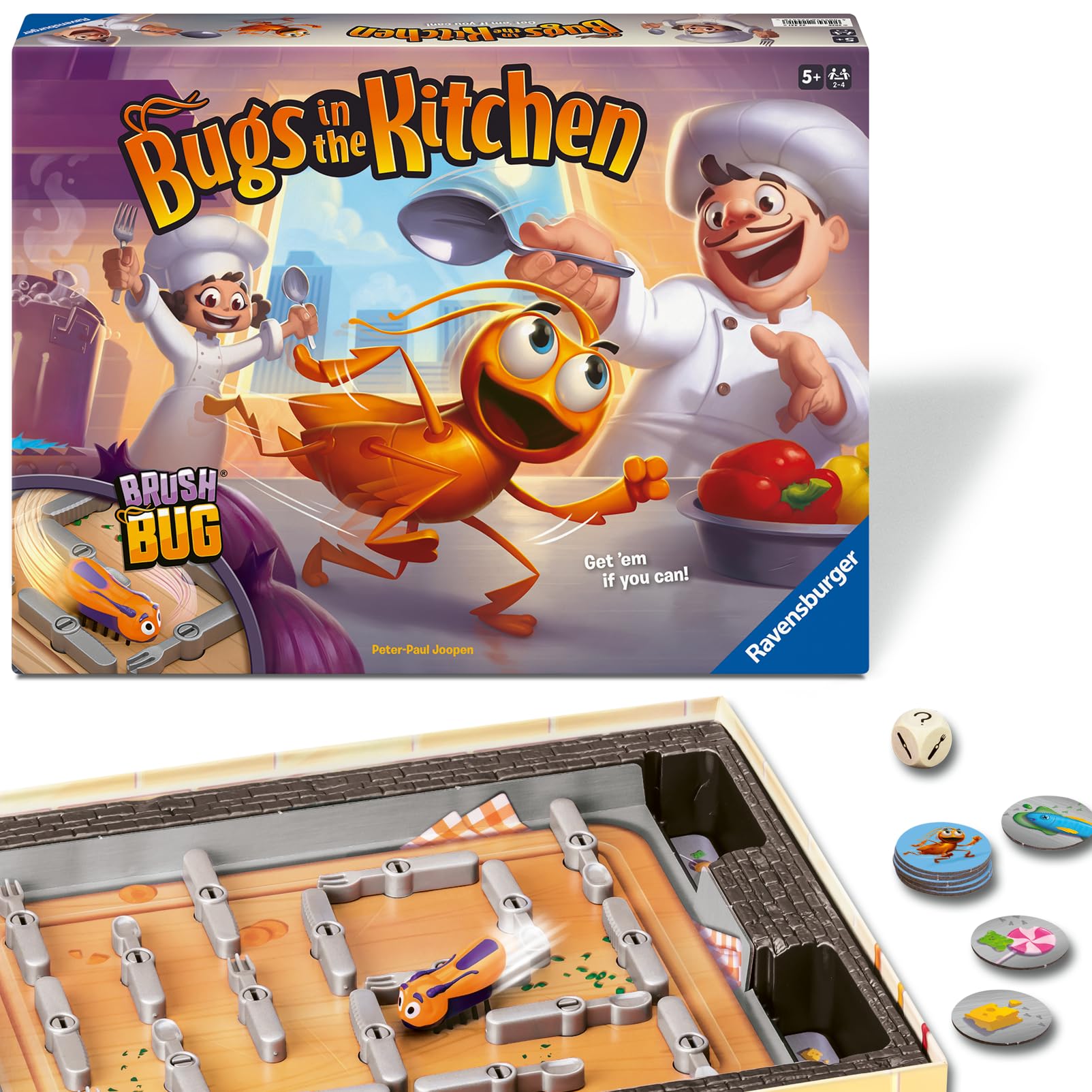 Ravensburger Bugs in The Kitchen – Children’s Family Board Game for Kids 5+, 2–4 Players, Fast Action Game Night, 3D Board with Brush Bug