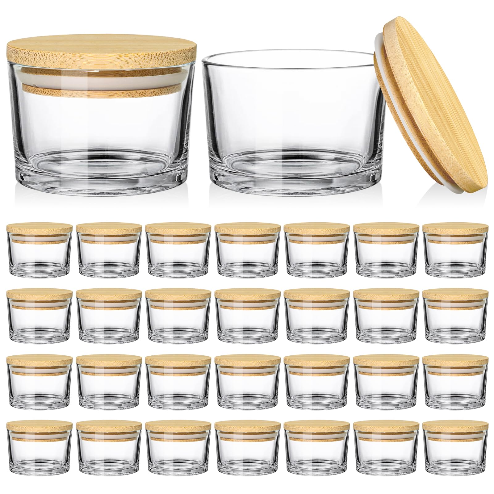 Photo 1 of **READ NOTES** SUPMIND 30 Pack 4oz Clear Candle Jars, Small Wide Mouth Glass Empty Jars with Bamboo Lids for Making Candle, Bulk Container