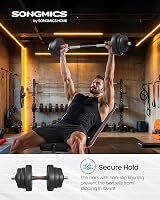 SONGMICS 2-in-1 Dumbbells Set 20 kg Adjustable With Barbell Bar Ink Black view 2