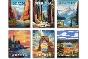 TIWABB 6 Pack National Park Diamond Art Kits for Adults Beginners,Diamond Painting Kits for Adults,5D Full Drill DIY Diamond Dot Gem Art Kit Wall Home Decor Arts Craft 12x16 inch