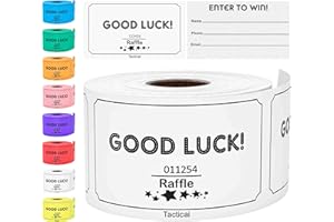 Tacticai 250 Raffle Tickets, White (1 of 8 Colors), Raffle Cards, Entry Form with Name, Phone & Email for Events, Fundraiser & Prizes