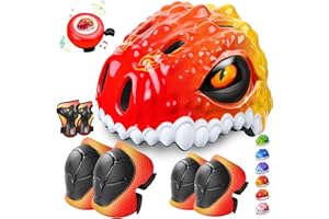 Safuty1st Toddler/Kids Bike Helmet Set for Boys Girls 3D Adjustable Kids Helmet Protective Gear Set Knee Elbow Wrist Pads and