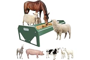 ETSSXYSO [New Upgrade] Stainless Steel Goat Feeder 45 Inch, Heavy Duty Large Capacity Feed Trough, Thickened Livestock Feeder, Easy to Clean, for Goats, Sheep, Horses, Cattle, Alpacas