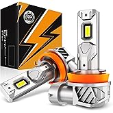 Auxbeam Q11 Series H11 LED Headlight Bulbs Fanless, 18000LM Super Bright 1:1 Mini Size Halogen Replacement, 6500K Cool White 