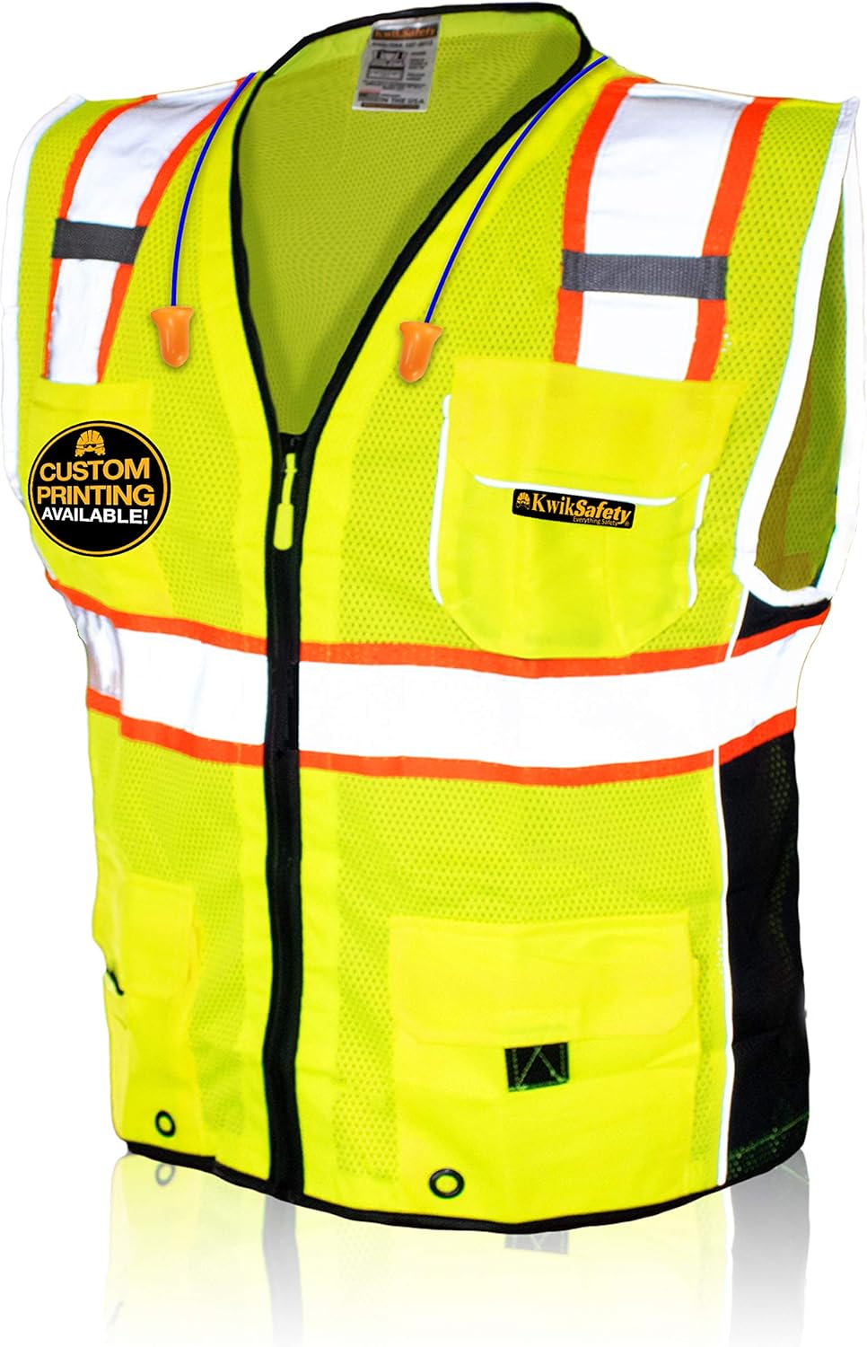 KwikSafety (Charlotte, NC) CLASSIC (10 Pockets) Class 2 ANSI High Visibility Reflective Safety Vest Heavy Duty Mesh with Zipper and HiVis OSHA Construction Work HiViz Men Women | Yellow X-Large - - 