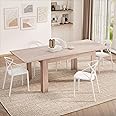 Mobili Fiver, Easy, Extendable Dining Table, 55.1(86.6) x35.4 in, Pearled Elm, for 6-8 People, Expandable Dining Table for Kitchen, Italian Furniture