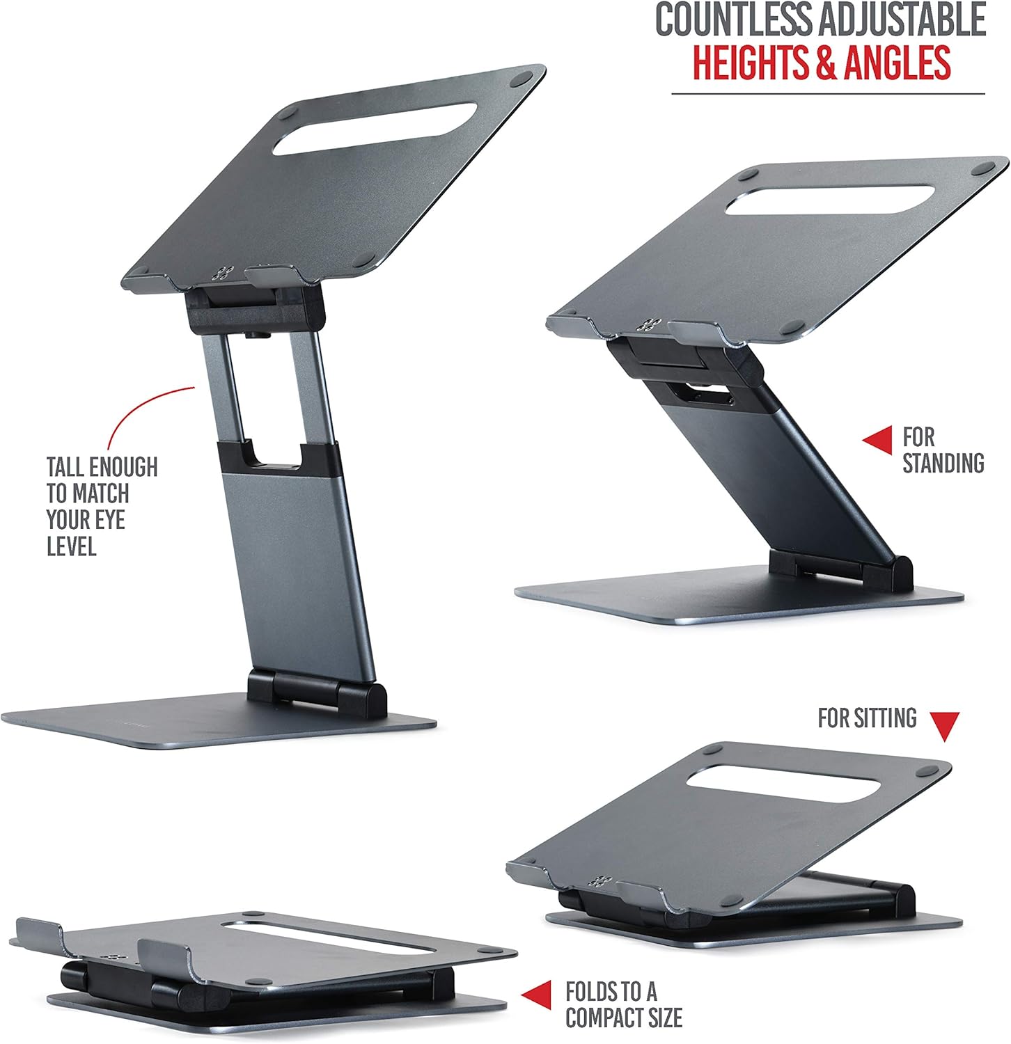 Ergonomic Laptop stand for desk, Adjustable height up to 20", Laptop riser computer stand for laptop, Portable laptop stands, Fits MacBook, Laptops 10 15 17 inches, Laptop holder and Laptop desk stand: Electronics