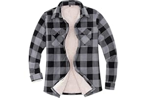 ThCreasa Womens Sherpa Fleece Lined Flannel Shirt Jacket Warm Button Up Plaid Shirt Jac (Sherpa Fleece Throughout)