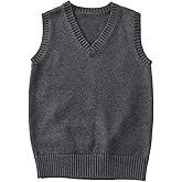 Blostirno Women’s Sweater Vest V Neck JK Uniform Kint Vests Solid Classic Sleeveless Pullover Sweaters Tops