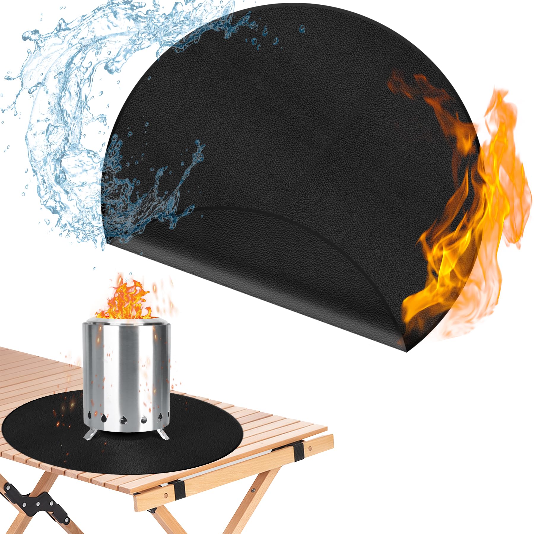 Photo 1 of 20" Tabletop Fire Pit Mat for Solo Stove Mesa XL, Easy Clean Small BBQ Mat for Outdoor BBQ? Reusable Waterproof Pad? Three-Layer Fireproof and Heat-Resistant Barbecue Mat for Tabletop Fire Pit
