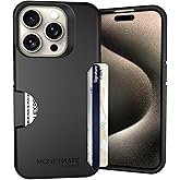 Scooch for iPhone 15 Pro Case with Card Holder, Moneymate Wallet Case with Hidden Card Slot and Protection for 4 Cards, 10-Foot Drop Protection, Black