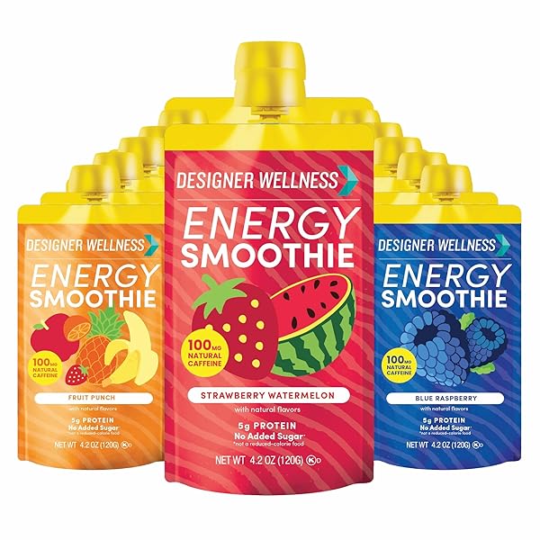 DESIGNER WELLNESS ENERGY SMOOTHIE, REAL FRUIT, 100MG NATURAL...