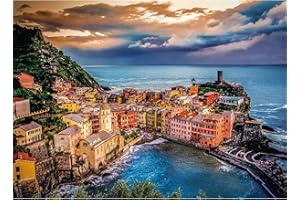 SiTimmGer Jigsaw Puzzles 500 Pieces for Adults Cinque Terre Sunset Landscape Challenging Puzzle Natural Scene Hard Puzzles Great Gift for Boys and Girls Family Fun Puzzle Games Toys 14.5" x 20”