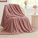 BEDELITE Valentine Day Fleece Blanket - 3D Jacquard Decorative Dusty Pink Throw Blankets for Couch & Bed, Soft and Cozy Warm Plush Fluffy Blanket All Seasons Suitable, 50x60Inches