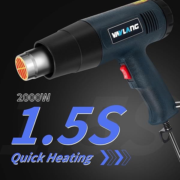 HEAT GUN 1800W 122℉-1202℉（50℃- 650℃）FAST HEATING HEAVY DUTY HOT AIR GUN KIT VARIABLE TEMPERATURE CONTROL