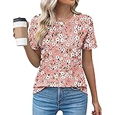 Kistore Womens Casual Crew Neck Short Sleeve Pleated Tops Blouses Fashion Clothes 2026