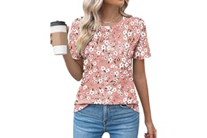 Kistore Womens Casual Crew Neck Short Sleeve Pleated Tops Blouses Fashion Clothes 2024