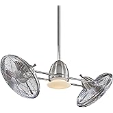 MINKA-AIRE F602L-BN/CH Gyro 42" LED Twin Turbofans with Cages in Brushed Nickel Finish with Chrome Accents and Integrated Lig