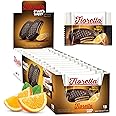 Fiorella Crunch Wafer Cookies, Dark Chocolate Covered Crispy Thin Crunch Wafers with Orange Cream Filling, Chocolate Biscuits, 18 Individually Wrapped Snacks, Pack of 1