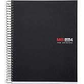 Miquelrius - Micro-Perforated Spiral Notebook, Opaque Polypropylene Cover, A5 Size 148 x 210 mm, 2 Drills, 140 Sheets of 70 g/m&sup2; and 4 Coloured Strips, 5 mm Squares, Colour Black