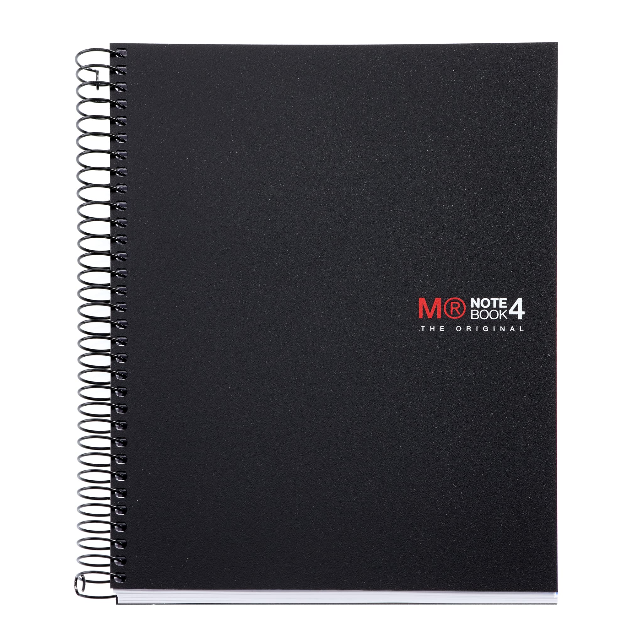Miquelrius - Micro-perforated spiral notebook, opaque polypropylene cover, A5 size 148 x 210 mm, 2 drills, 140 sheets of 70 g/m² and 4 coloured strips, 5 mm squares, colour Black