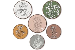 Barydat 6 Pieces Boho Plant Wall Art Decor Wooden Boho Farmhouse Rustic Bohemian Wall Hanging for Bedroom Living Room Office (Retro,8 Inch, 10 Inch)