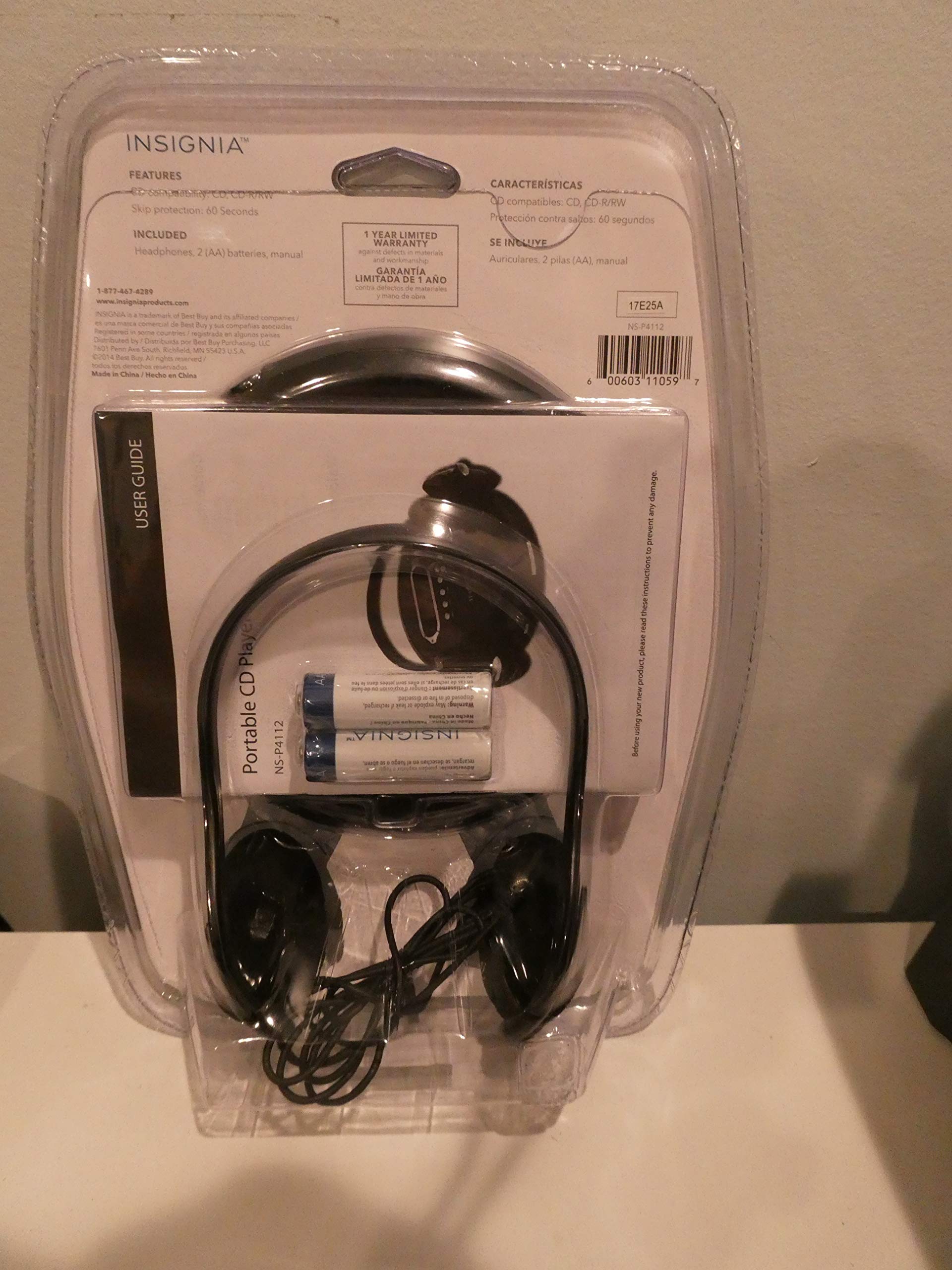 INSIGNIA NS-P4112 Portable CD Player with Skip Protection for CD, CD-R, CD-RW - Includes Headphones