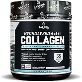 SASCHA FITNESS Hydrolyzed Multi Collagen Peptides Tipes 1,2 & 3 |Hyaluronic Acid|Biotin |Cynatine HSN|Vitamin C & E |for Hairs, Skin & Bone Support| Unflavored