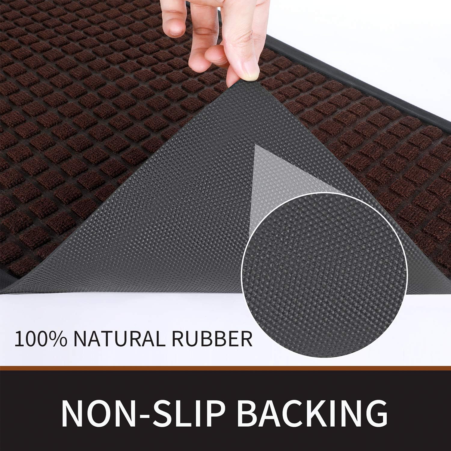 BCLBUSTE Door Mat Entryway Rug,Heavy-Duty Non-Slip Front Door Mat,Low-Profile Dirt-Absorbing Outdoor Doormats,Easy Clean and Waterproof - 29"x17.5",Red Brown: Kitchen & Dining