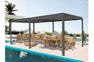DOMI OUTDOOR LIVING Domi Louvered Pergola 10X20FT, Aluminum Pergola with Adjustable Roof, Aluminum Frame, Efficient Drainage System, Outdoor Pergola for Patio, Deck, Garden, Gray