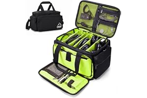 HMLIN OUTOOORS HMLIN DJ Case, DJ Cable File Bag with Detachable Padded Bottom and Dividers, Travel Music Bag for Professional DJ Gear, Sound Equipment and Accessories Green 2024