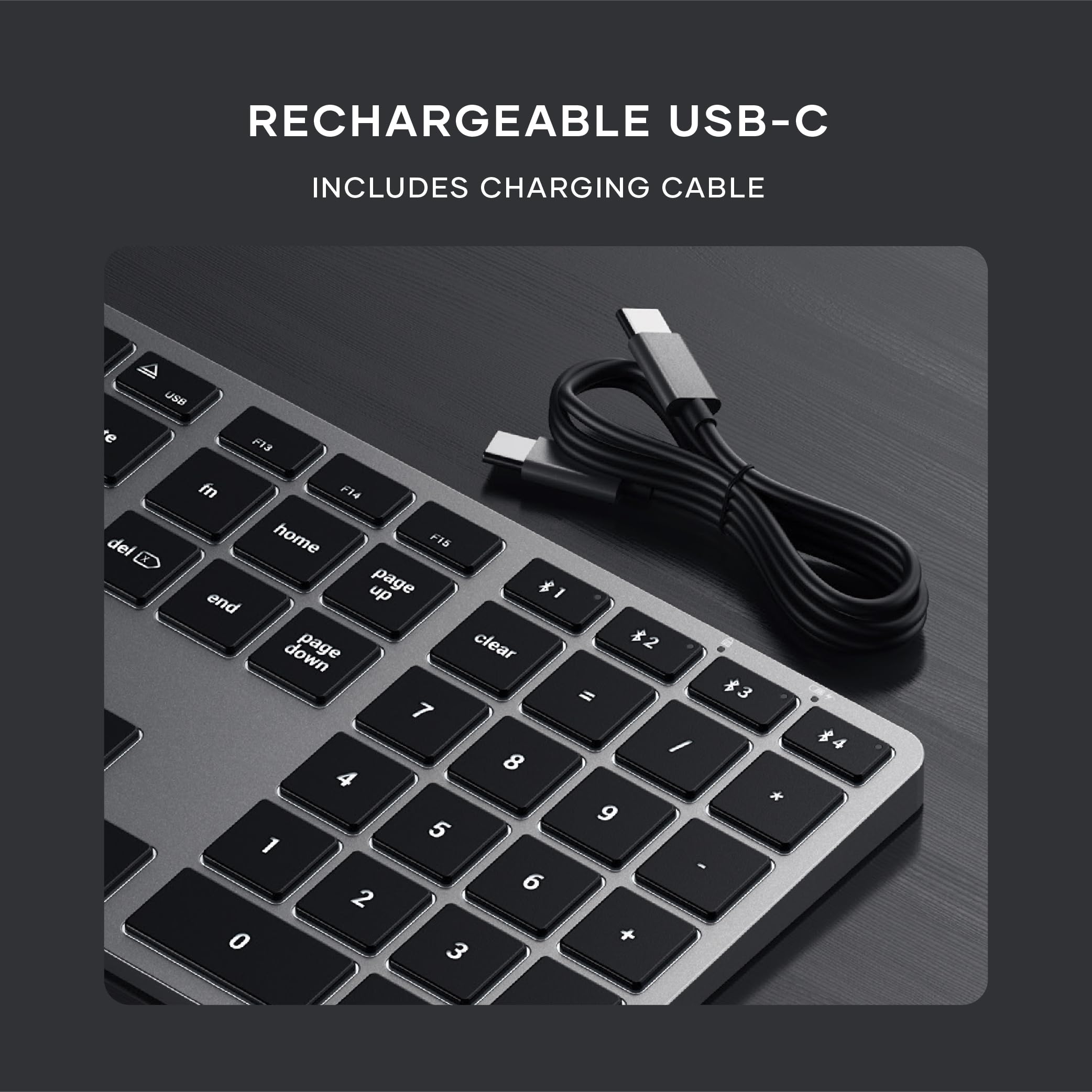 Sync Number Key Device Mua Satechi Slim X3 Bluetooth Backlit Keyboard with Numeric Keypad for ...