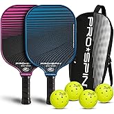 PRO-SPIN Carbon Fiber Pickleball Paddles Set of 2 | Lightweight Pickleball Set with Indoor/Outdoor Balls and Bag – Durable Pickle Ball Paddle Gift for Men, Women & Families