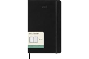 Moleskine 2024 Weekly Planner, 12M, Large, Black, Hard Cover (5 x 8.25)