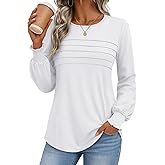 YUCOLEN Long Sleeve Shirts for Women Dressy Casual Business Blouses 2026 Pleated Crewneck Trendy Tunic Tops