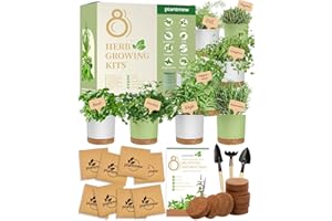 PLANTMEW 8 Herb Garden Kit - Non-Toxic BPA-Free Pots, Organic Seeds & Complete Growing Set - Elegant Indoor Herb Planter for Kitchen, Unique Housewarming & Birthday Gifts for Women, Mom, Retirement