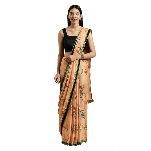 Womanista crepe with blouse piece Saree (FSP798_Peach_Onesize