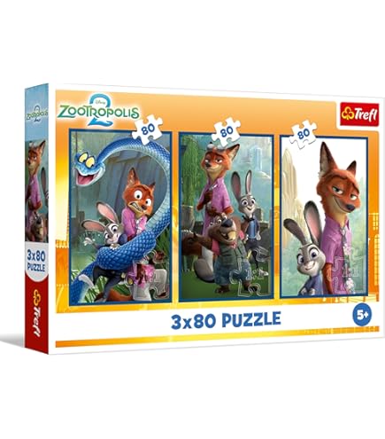 Trefl - Zootopia 2, Zootopia Plein d'aventures - Puzzle 4 en 1, 4 Puzzles, 35 à 70 pièces - Puzzles colorés avec des Personnages de Contes de fées, pour Le Plaisir des