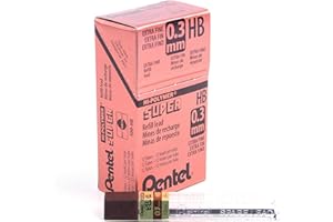 Pentel Super Hi-Polymer Lead Refills for Mechanical Pencils, 12 Leads Per Tube, HB Grade, Standard Lead for Everyday Use, 0.3