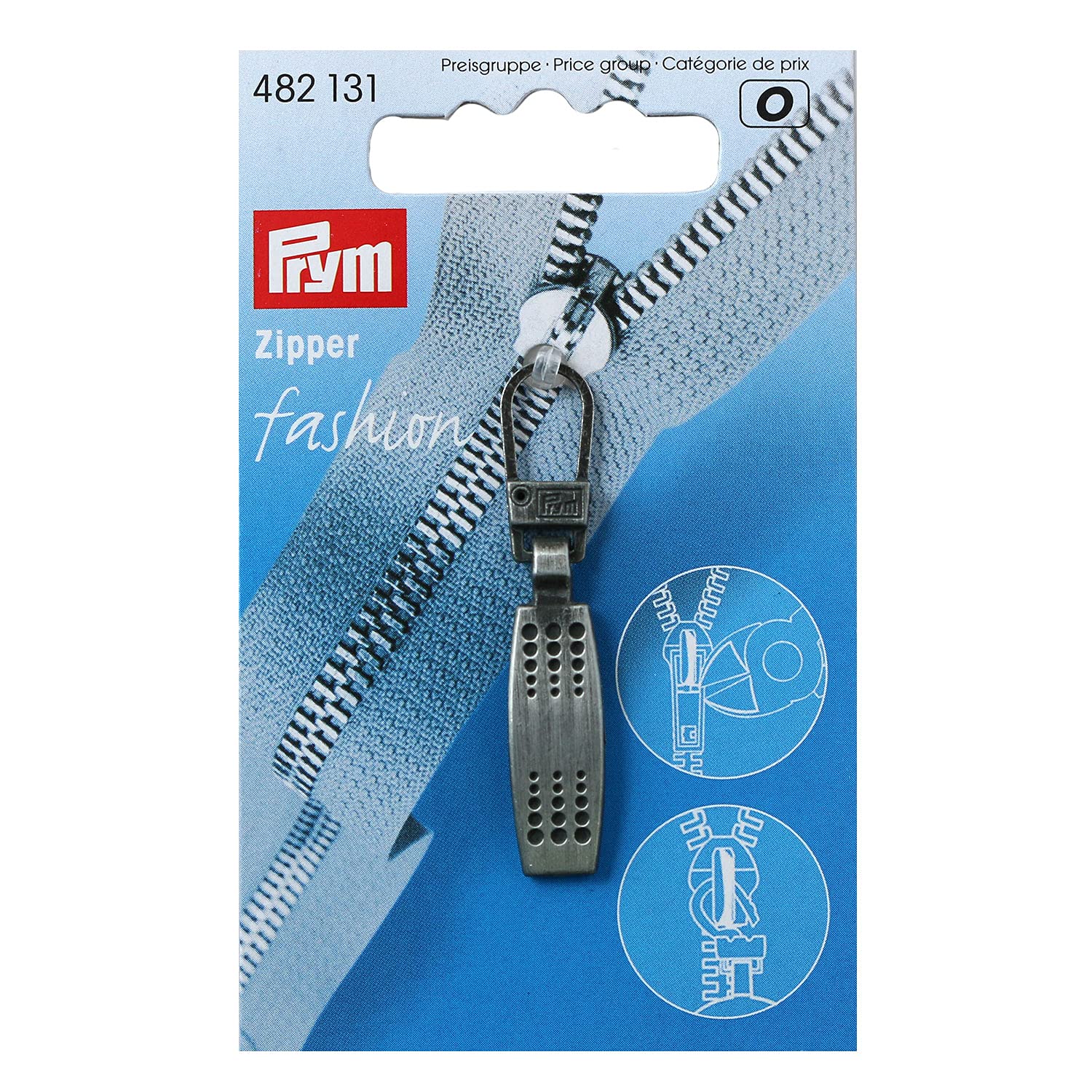Prym Matrix Fashion Zipper Pullers, Metal Black Brushed